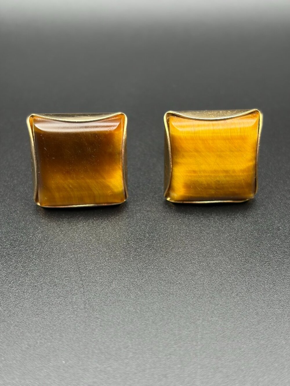 Mid-Century Tiger's Eye Cuff Links